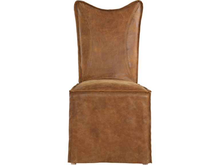 Uttermost Casual Dining Delroy Armless Chairs Cognac Set Of 2 23447-2 At Norwood Furniture