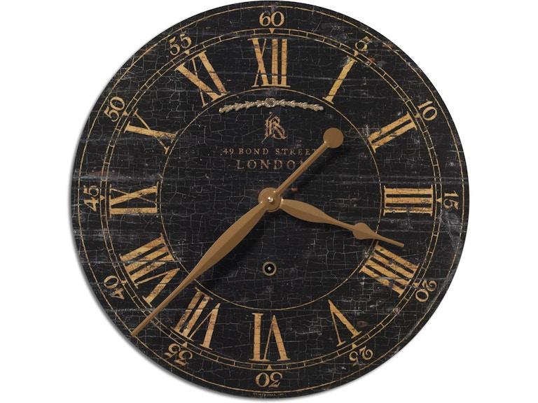 Uttermost Clocks Bond Street 18" Black Wall Clock 06029 at Norwood Furniture