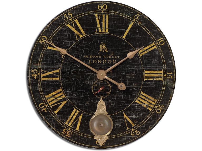 Uttermost Clocks Bond Street 30" Black Wall Clock 06030 At Norwood Furniture
