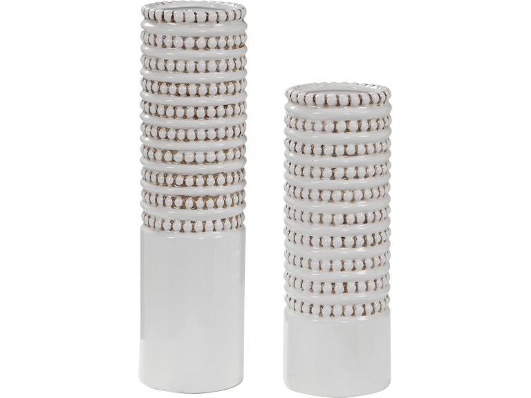 Uttermost Home Accents Angelou White Vases Set/2 17570 at Norwood Furniture