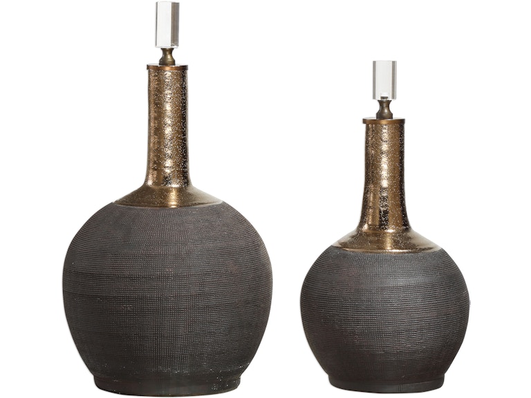 Uttermost Home Accents Arnav Matte Black Bottles Set/2 18923 at Norwood Furniture