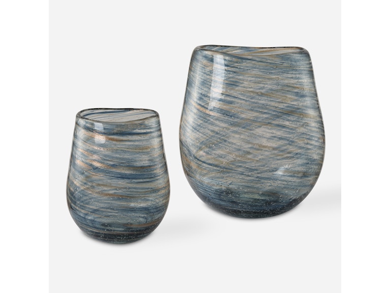 Uttermost Home Accents Aurora Swirl Glass Vases Set/2 18158 at Norwood Furniture