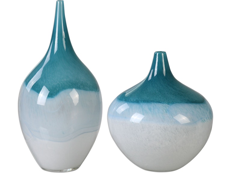 Uttermost Home Accents Carla Teal White Vases Set/2 20084 at Norwood Furniture
