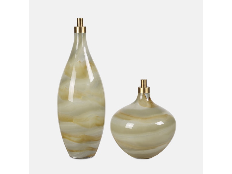 Uttermost Home Accents Cascade Glass Bottles Set/2 18223 at Norwood Furniture