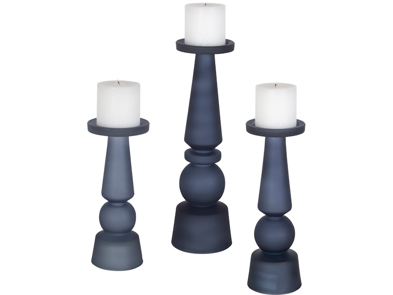 Uttermost Home Accents Cassiopeia Blue Glass Candleholders Set/3 17779 At Norwood Furniture