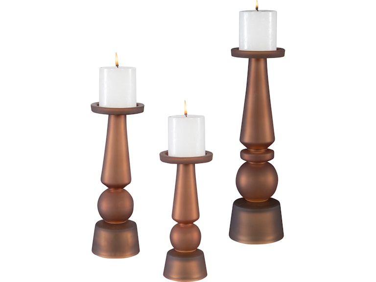 Uttermost Home Accents Cassiopeia Butter Rum Glass Candleholders Set/3 18045 at Norwood Furniture