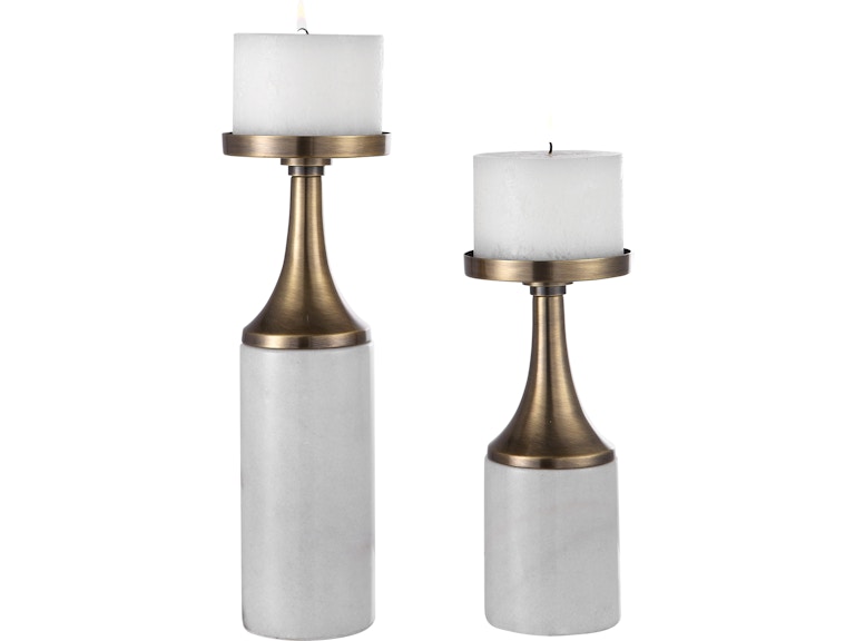 Uttermost Home Accents Castiel Marble Candleholders Set/2 17546 At Norwood Furniture