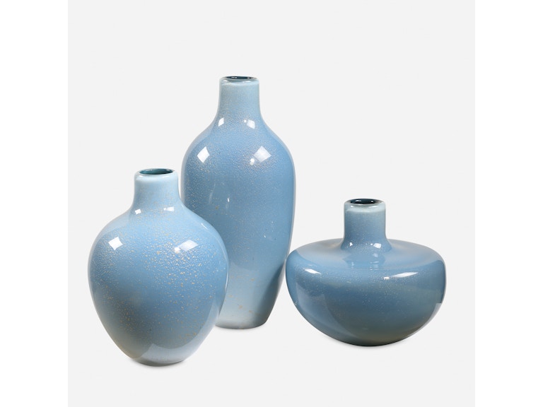 Uttermost Home Accents Celestial Frost Blue Vases Set/3 18192 at Norwood Furniture