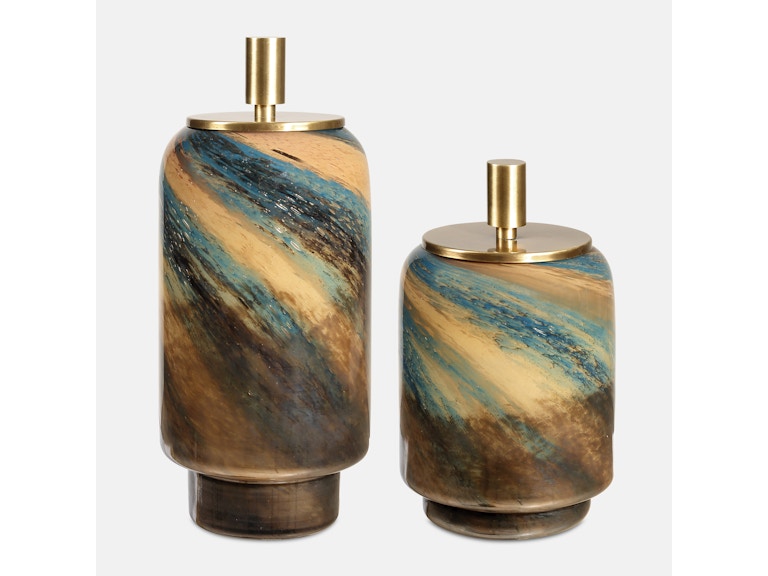 Uttermost Home Accents Celestial Tide Glass Containers Set/2 18188 at Norwood Furniture