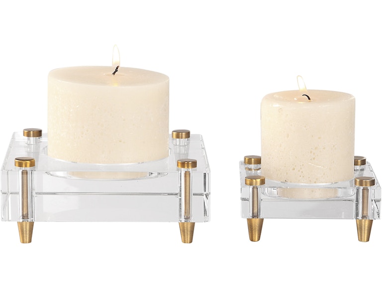 Uttermost Home Accents Claire Crystal Block Candleholders Set/2 18643 at Norwood Furniture