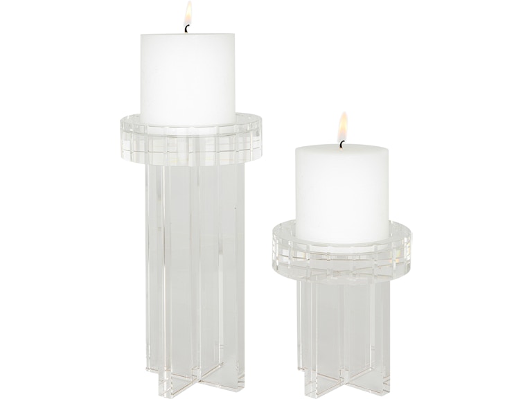 Uttermost Home Accents Crystal Pillar Candleholders Set/2 18054 at Norwood Furniture