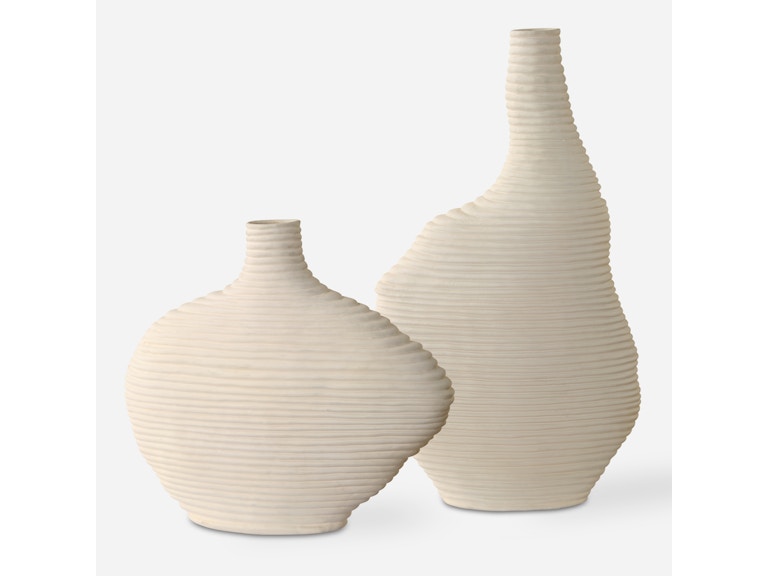 Uttermost Home Accents Duostacked Matte White Vases Set/2 18140 at Norwood Furniture