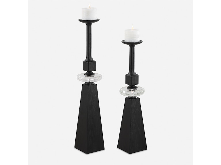 Uttermost Home Accents Ebon Glow Floor Candleholders Set/2 18231 at Norwood Furniture