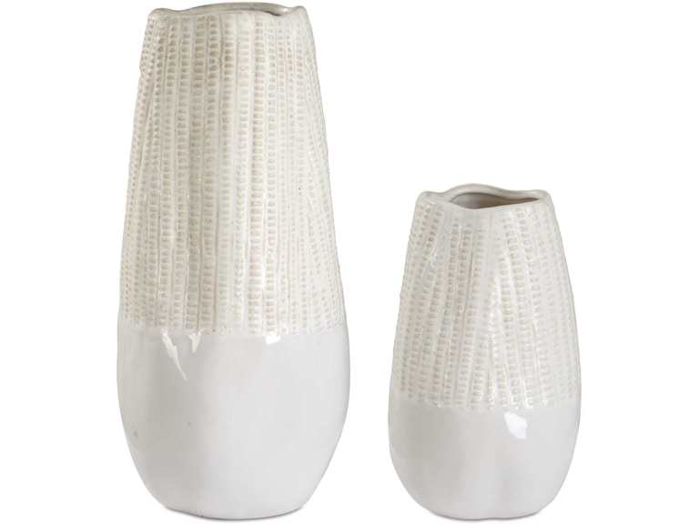 Uttermost Home Accents Echo Ridge White Vases Set/2 18244 at Norwood Furniture