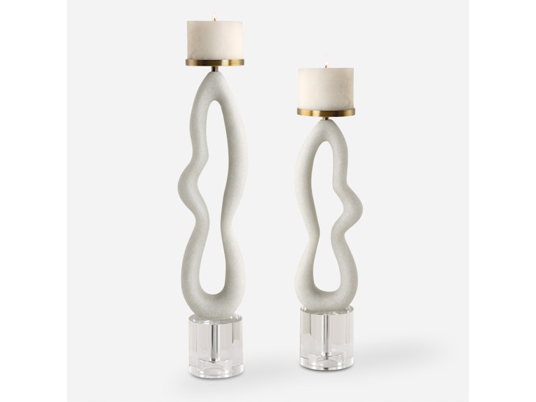 Uttermost Home Accents Feamelo Ivory Stone Candleholders Set/2 18160 at Norwood Furniture