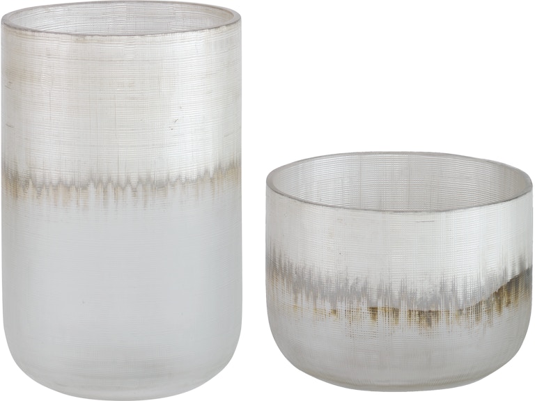Uttermost Home Accents Frost Silver Drip Glass Vases Set/2 18071 at Norwood Furniture