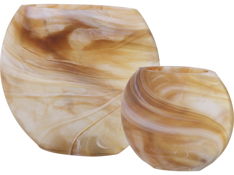Uttermost Home Accents Fusion Swirled Caramel and Ivory Vases Set/2 18070 at Norwood Furniture