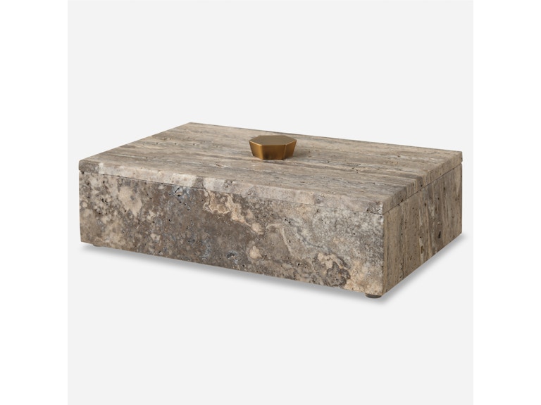 Uttermost Home Accents Griseus Travertine Stone Box 18153 at Norwood Furniture