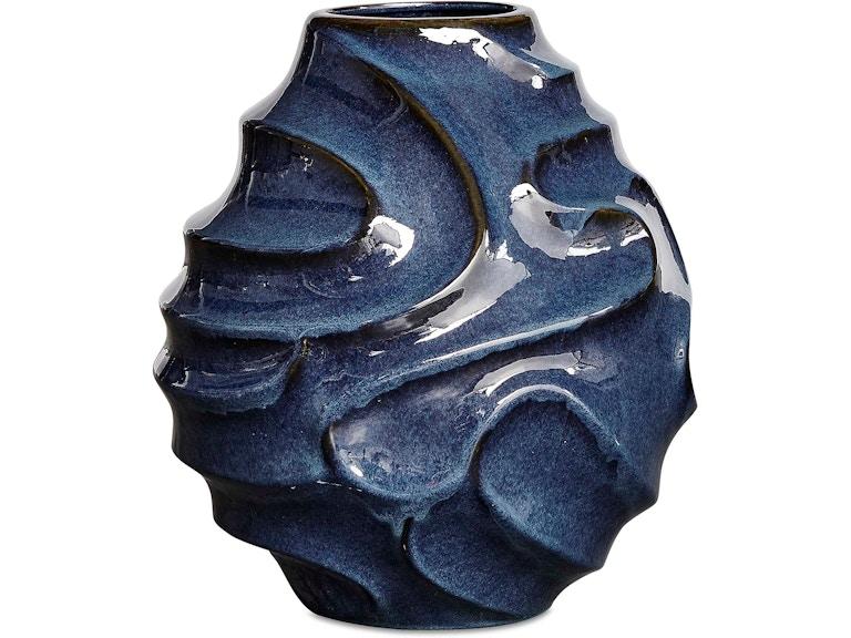 Uttermost Home Accents Helix Swirl Blue Outdoor Vase 18285 at Norwood Furniture