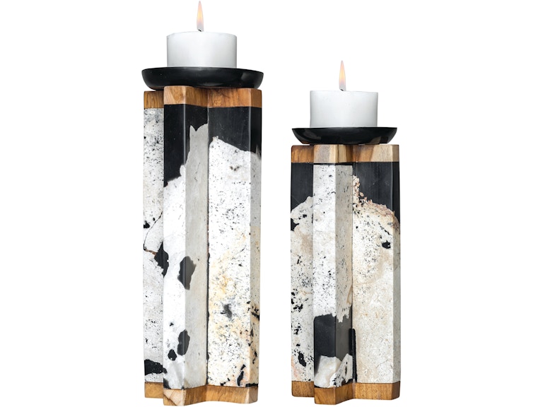 Uttermost Home Accents Illini Stone Candleholders Set/2 17746 At Norwood Furniture