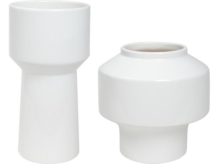 Uttermost Home Accents Illumina Abstract White Vases Set/2 18049 at Norwood Furniture