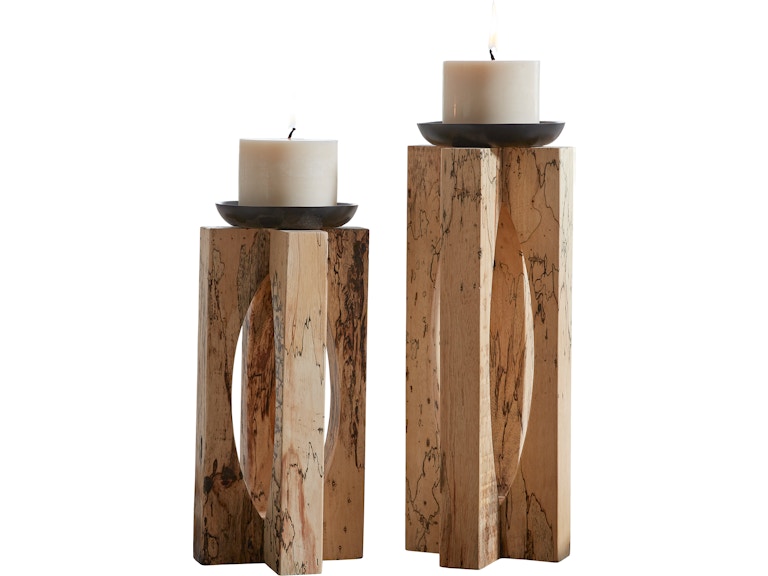 Uttermost Home Accents Ilva Wood Candleholders Set/2 18074 at Norwood Furniture