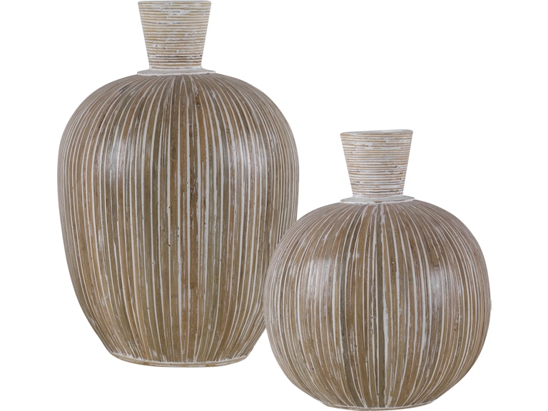 Uttermost Home Accents Islander White Washed Vases Set/2 17990 at Norwood Furniture