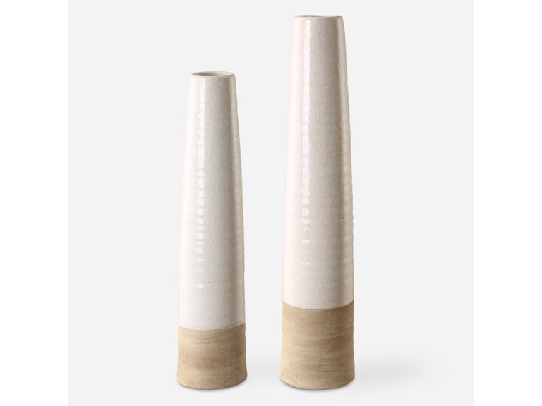 Uttermost Home Accents Ivory Sands Ceramic Vases Set/2 18156 at Norwood Furniture