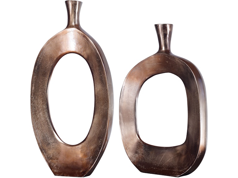 Uttermost Home Accents Kyler Textured Bronze Vases Set/2 18965 at Norwood Furniture