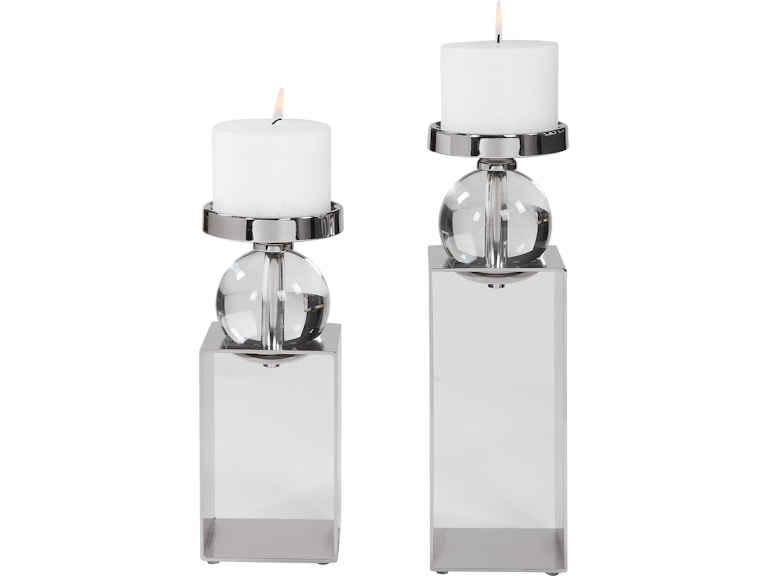 Uttermost Home Accents Lucian Nickel Candleholders Set/2 17561 At Norwood Furniture