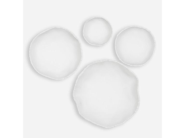 Uttermost Home Accents Lucky Coins White Metal Wall Bowls Set/4 04362 at Norwood Furniture