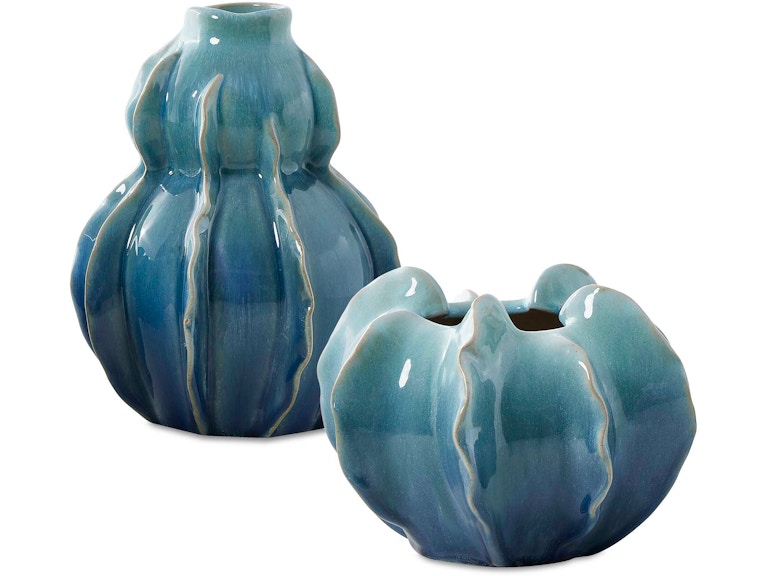 Uttermost Home Accents Ocean Wave Outdoor Glazed Vases Set/2 18263 at Norwood Furniture