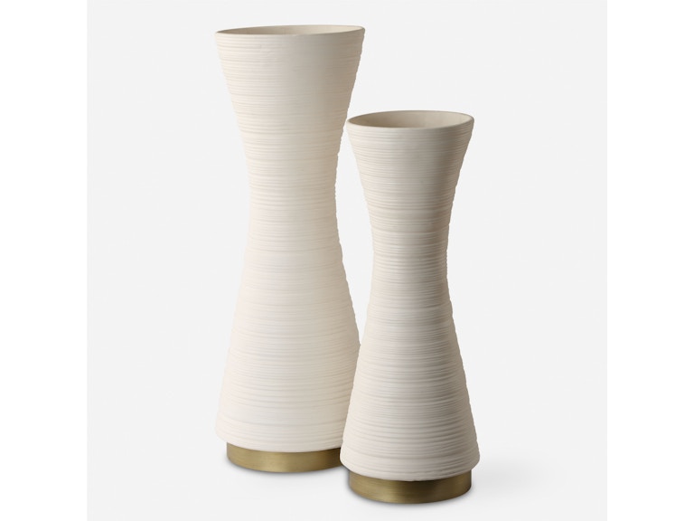 Uttermost Home Accents Ridgeline White Vases Set/2 18142 at Norwood Furniture