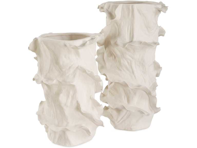Uttermost Home Accents Ripple Crest White Vases Set/2 18268 at Norwood Furniture