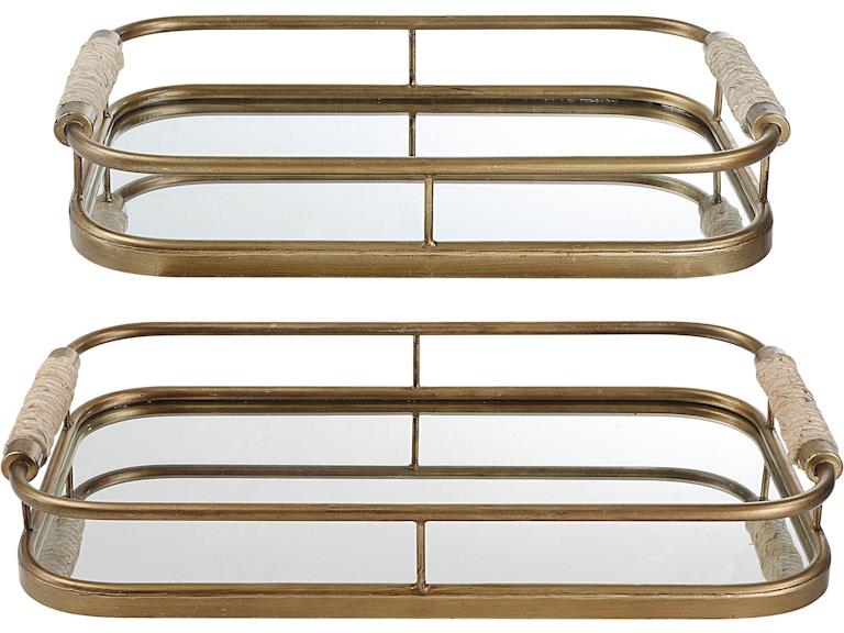 Uttermost Home Accents Rosea Brushed Gold Trays Set/2 18014 at Norwood Furniture