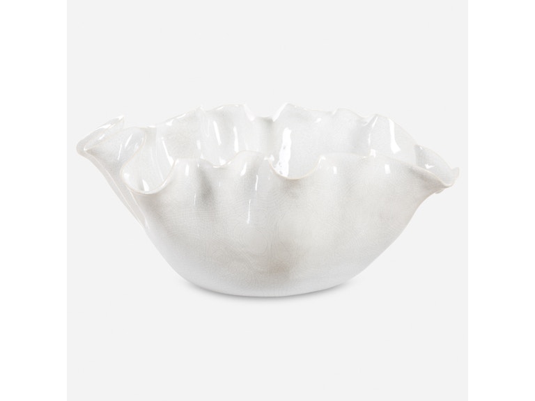 Uttermost Home Accents Ruffle White Bloom Bowl 18184 at Norwood Furniture