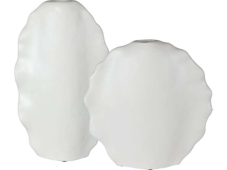 Uttermost Home Accents Ruffled Feathers Modern White Vases Set/2 17963 at Norwood Furniture