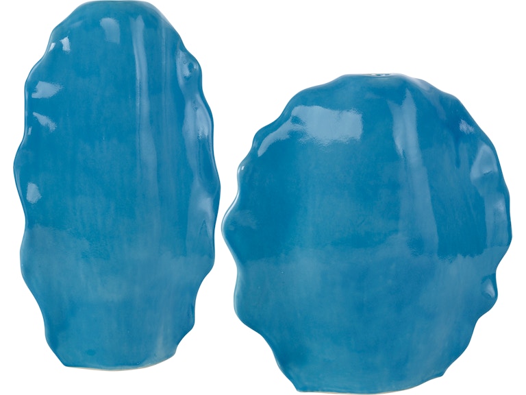 Uttermost Home Accents RUFFLED FEATHERS VASES BLUE S/2 18051 at Norwood Furniture