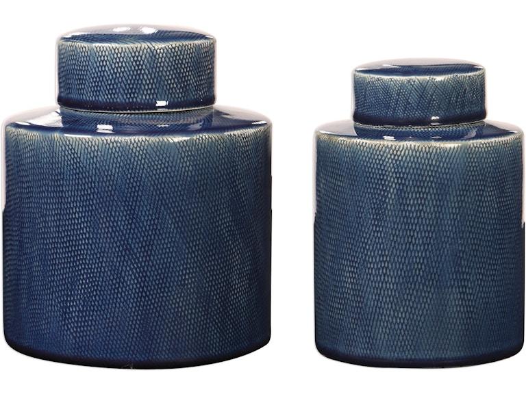 Uttermost Home Accents Saniya Blue Containers Set/2 18989 at Norwood Furniture