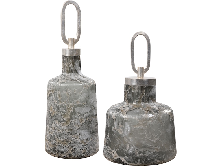 Uttermost Home Accents Storm Art Glass Bottles Set/2 17840 at Norwood Furniture