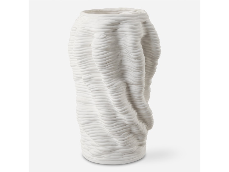 Uttermost Home Accents Stratified Matte White Vase 18151 at Norwood Furniture