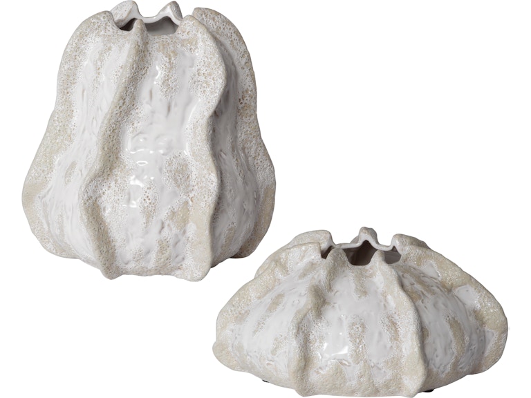 Uttermost Home Accents Urchin Textured Ivory Vases Set/2 17973 at Norwood Furniture