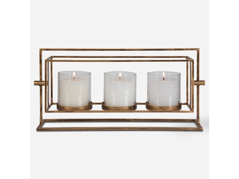 Uttermost Home Accents Wenman Gold Triple Candleholder 18107 at Norwood Furniture