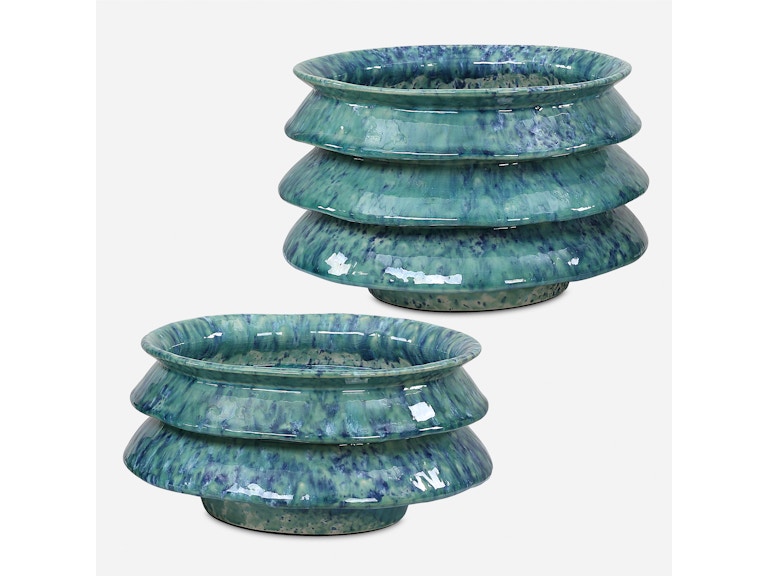 Uttermost Home Accents ZigZag Blue Green Bowls Set/2 18147 at Norwood Furniture