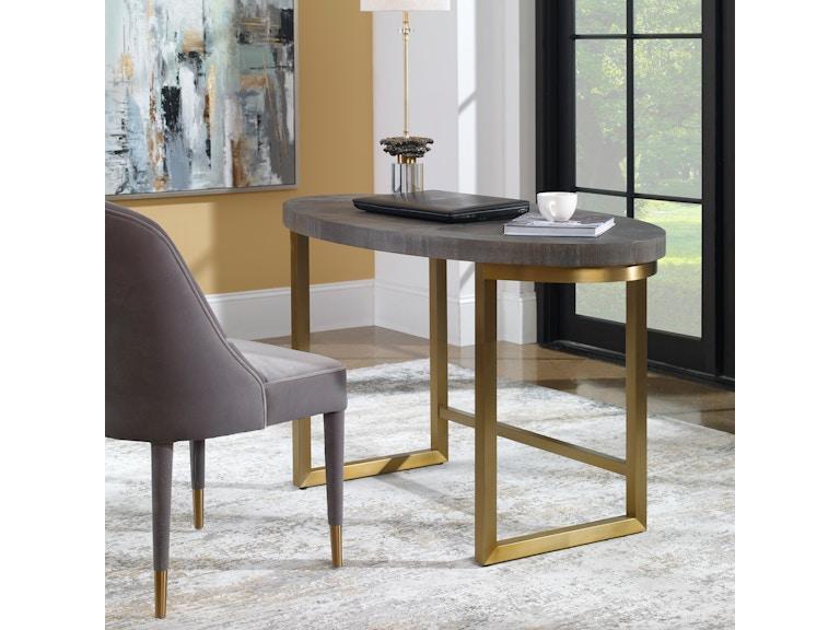 Uttermost Home Office Taja Walnut Oval Desk 25198 at Norwood Furniture