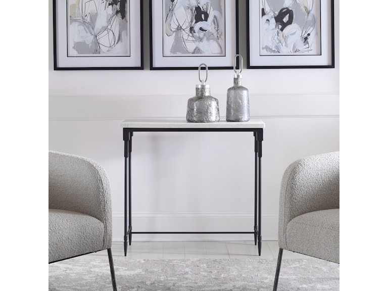 Uttermost Living Room Bourges White Marble Console Table 25165 at Norwood Furniture
