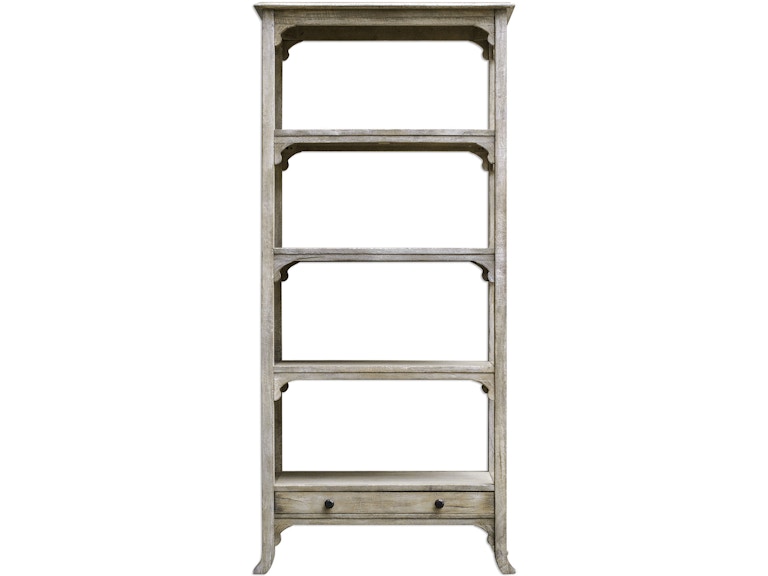 Uttermost Living Room Bridgely Aged White Etagere 25661 at Norwood Furniture