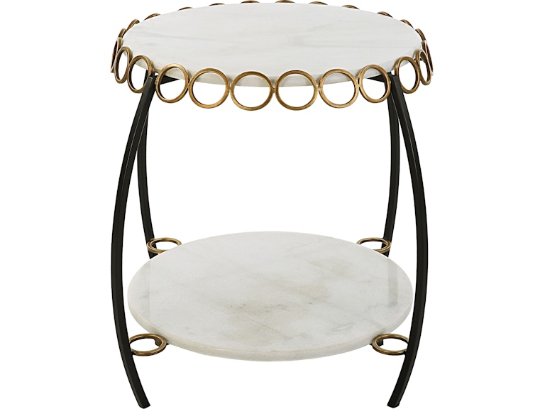 Uttermost Living Room Chainlink White Marble Side Table 22974 at Norwood Furniture