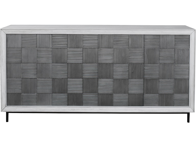 Uttermost Living Room Checkerboard 4 Door Gray Cabinet 25489 at Norwood Furniture