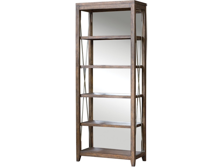 Uttermost Living Room Delancey Weathered Oak Etagere 25434 at Norwood Furniture